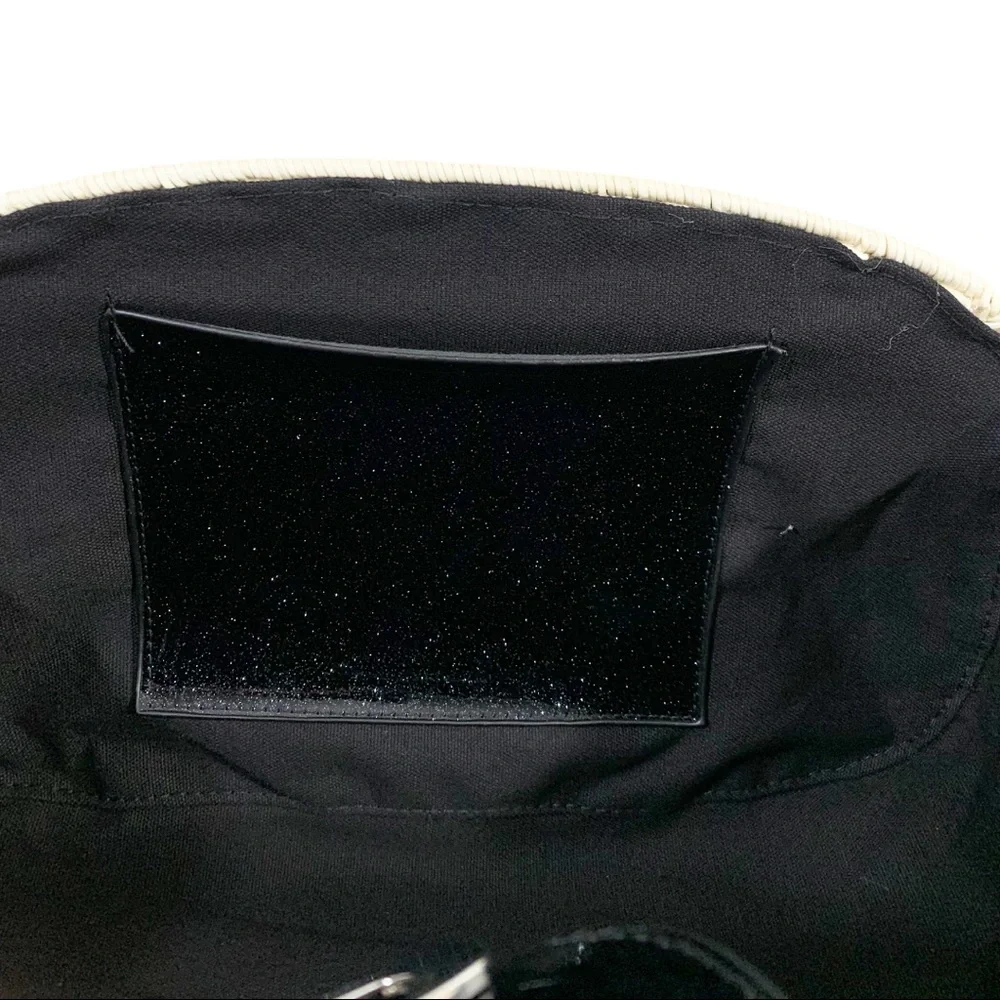 Lux De Ville Purse Romeo Handbag Tote Natural Straw and Sparkle Jet Black - Picture 5 of 5